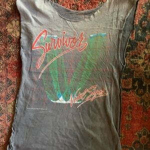 Gray Graphic Sleeveless Top Concert shirt
